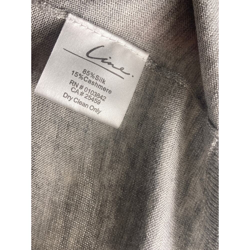 Line Silk Cashmere Lightweight Knit Gray Sweater ~ Minimalist Perfection ~ Sz L - Picture 7 of 7